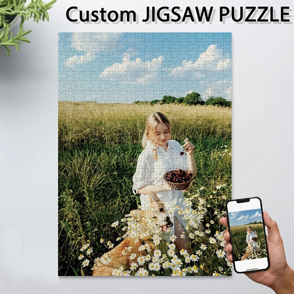 35/300/500/1056pcs Personalized Custom Photo Puzzle Selfie Photo for Dad Grandmother Grandad Godmother