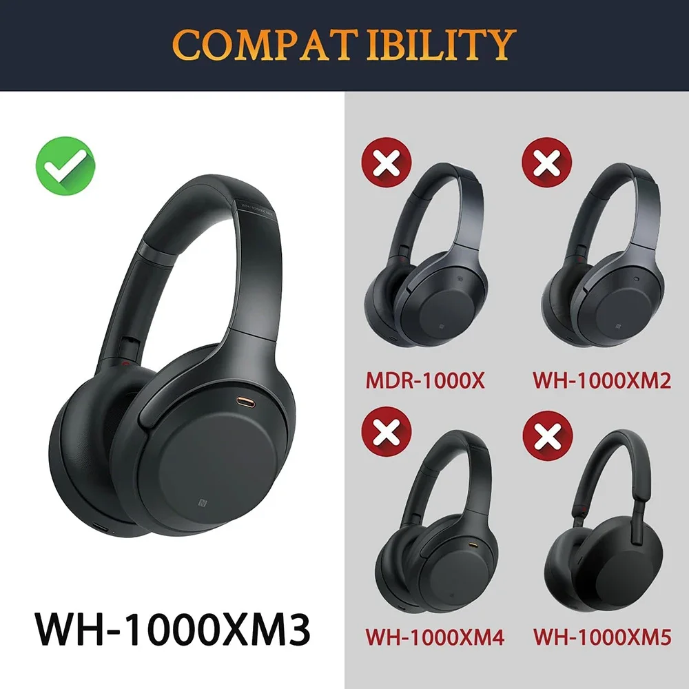 Almohadillas de repuesto para auriculares Sony WH-1000XM3 (WH1000XM3), almohadillas de Gel de refrigeración mejoradas, almohadillas para los oídos