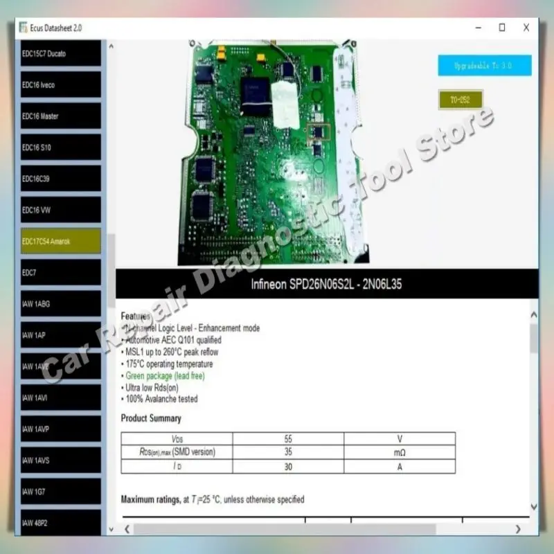 Ecus Datasheet 2.0 ECU-reparatiesoftware PCB-schema's met elektronische componenten van auto-ECU en extra informatie Gratis Keygen