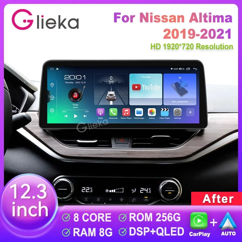 

12.3 inch 8Core Android For Nissan Altima 2019 2020 2021 Car Multimedia Player Radio GPS Navigation CarPlay WiFi 4G Head Unit