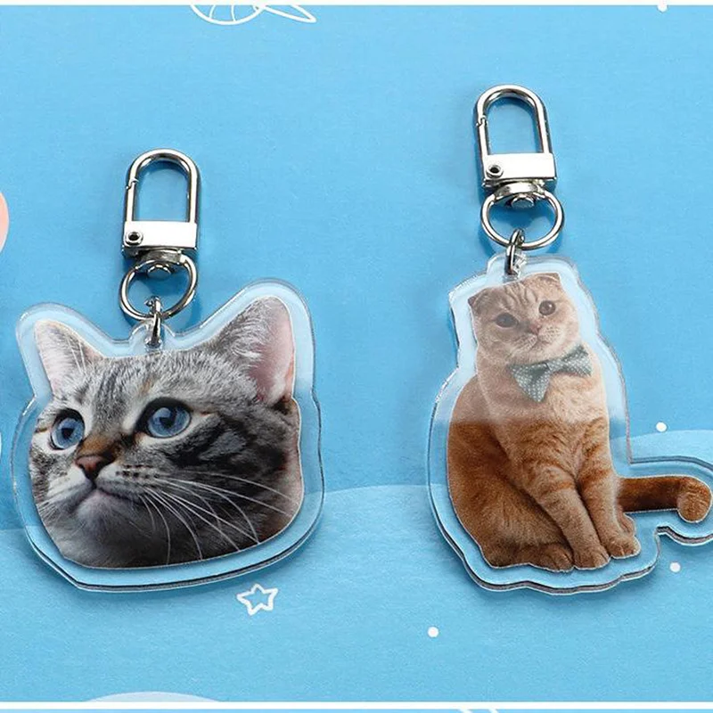 Custom Pet Photo Acrylic Keychain Logo Cat Dog Pet  Anime Figure Make Your Own Acrylic Charms Gift Hologram Clear Acrylic Key Ri