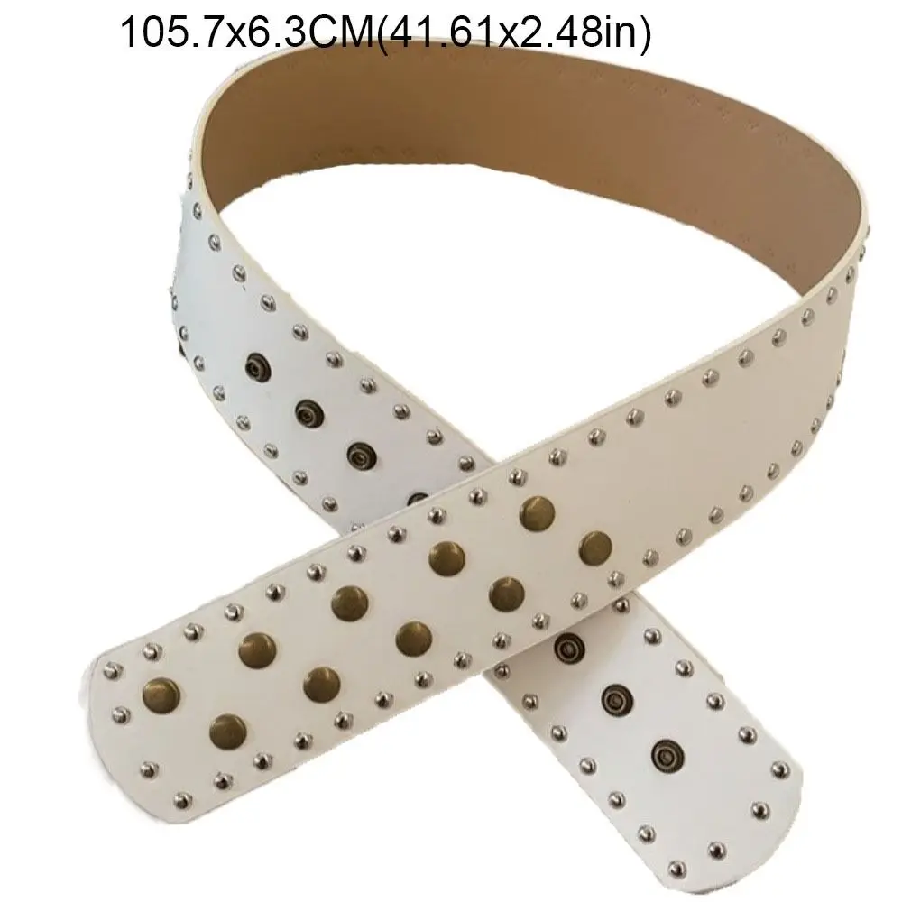 Personalized Snap Button Wide Women's Belt Punk Style Gothic Rivet Waist Belt Y2k Waist Seal Dress Jeans Belt Ladies