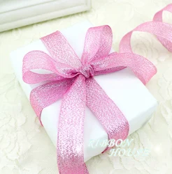(25 yards/roll) 3/4''(20mm) Pink Metallic Glitter Ribbon Colorful gift package wedding ribbons wholesale
