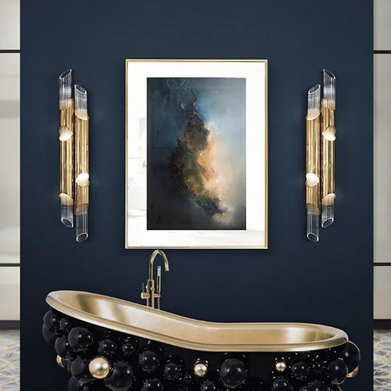 ما بعد الحداثة ضوء غرفة المعيشة الفاخرة حائط الخلفية الجدار الزجاجي مصباح الشمال مصمم نموذج غرفة قاعة المعرض غرفة نوم