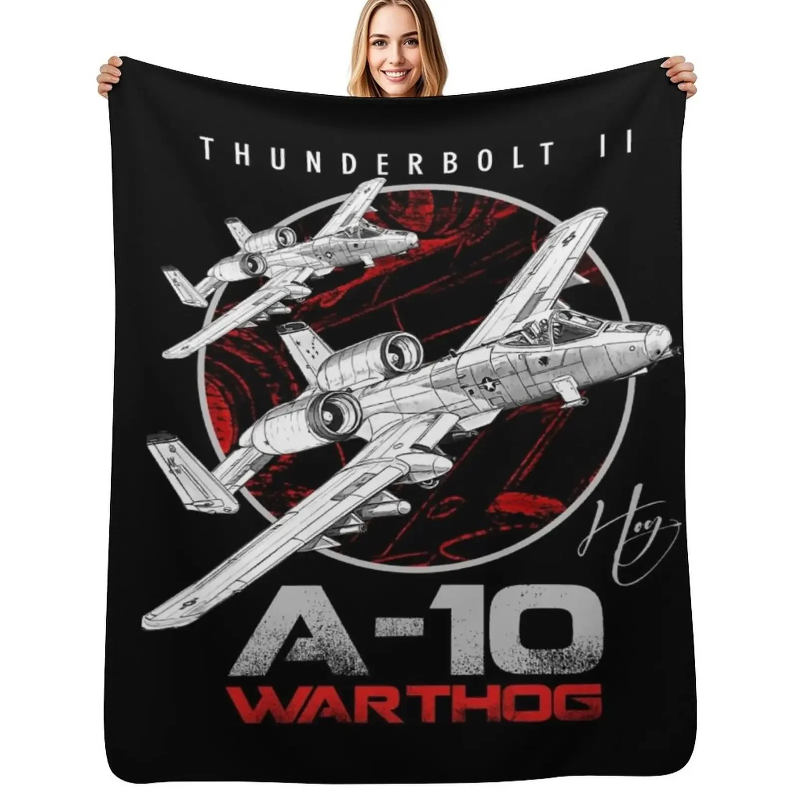 

A-10 Thunderbolt II Warthog subsonic attack aircraft nicknamed Hog Us Air Force Fighterjet Throw Blanket Loose Blanket