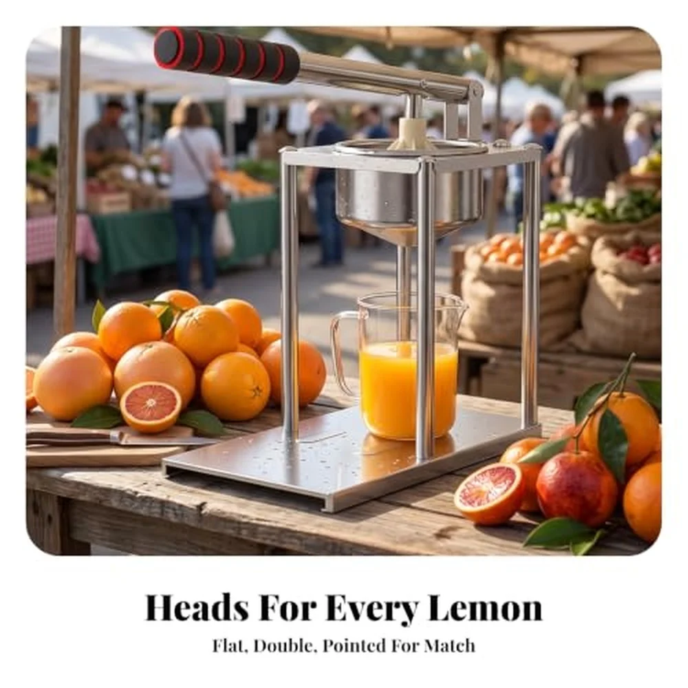 Heavy Duty Manual Fruit Press Compact Upright Design Juicer with receptacle Kitchen Appliance for Cafe Head