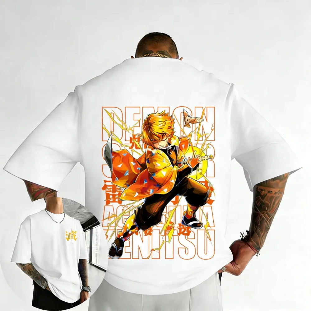 Plus Size Demon Slayer Summer Anime Printed Men, Women T-shirt Casual Parent Child Top Fashion Harajuku Style Street Wear Y2K view 2