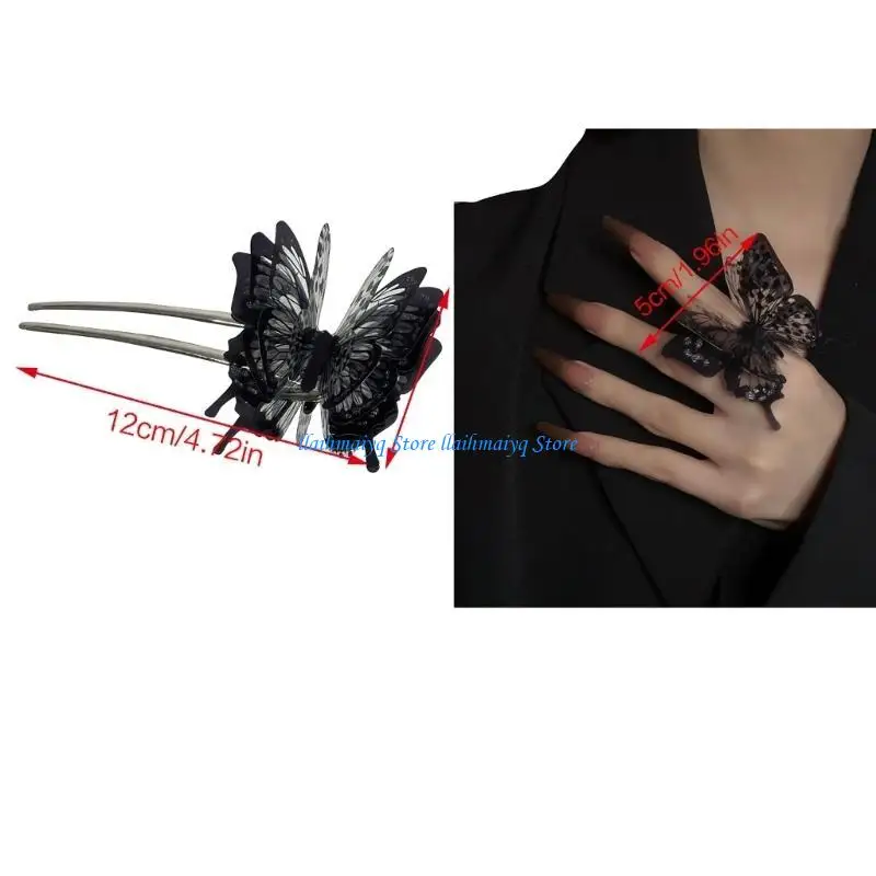 573B فراشة الشعر عود فراشة الشعر عصا فراشة الشعر شوكة النساء فراشة حلقة الشعر العصي للكعك الشعر دبوس