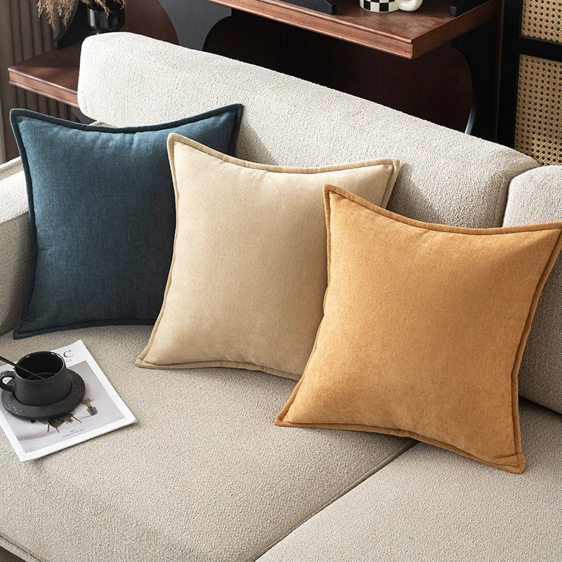 

2-Pack Nordic Solid Color Cushion Cover Double-sided Chenille Home Sofa Pillowcase Square Modern Luxury Pillow Covers Decorative