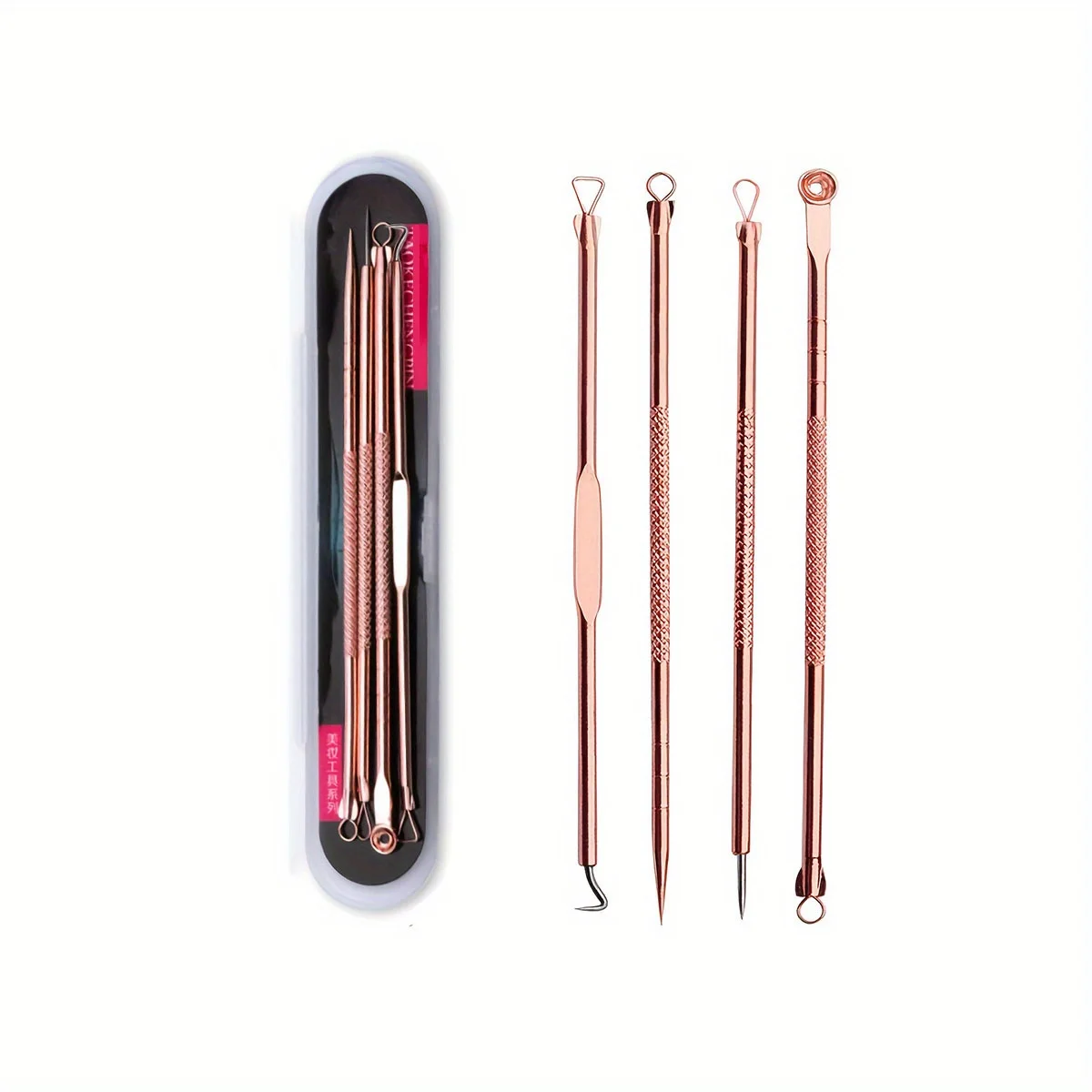 4-Piece Blackhead Acne Remover Tool Set - Stainless Steel Pore Cleaner, Skin Care Tools, Deep Cleansing Needle Hook Acne Remover