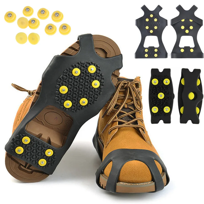 Outdoor Anti-Skid Snow Shoes Spike Non-slip 10 Studs Silicone Cleats Crampons Ice Gripper Spike Winter Climbing Shoes Cover S-XL