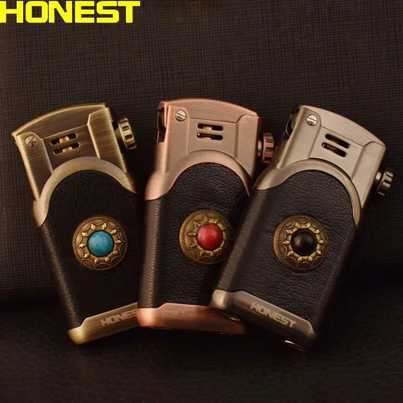 Honest Metal Kerosene Lighter Leather Retro with Safety Lock Portable Unusual Lighter for Men's Gift Cigarette Accessories