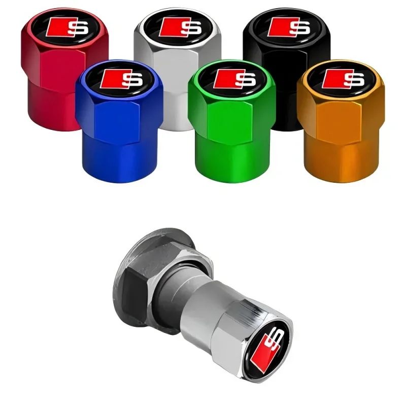 

New 4Pcs Car Wheel Tire Valve Caps Air Stem Covers Accessories For Audi sline TT Q3 Q5 Q7 Q8 A3 A4 A5 B5 B6 B7 B8 C5 C6 C7 V8