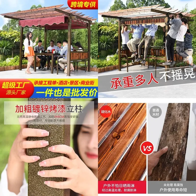 For Outdoor Courtyard Villa Garden Balcony Double Rocking Swing Chair Hammock with Grape Rack Household Leisure Furniture