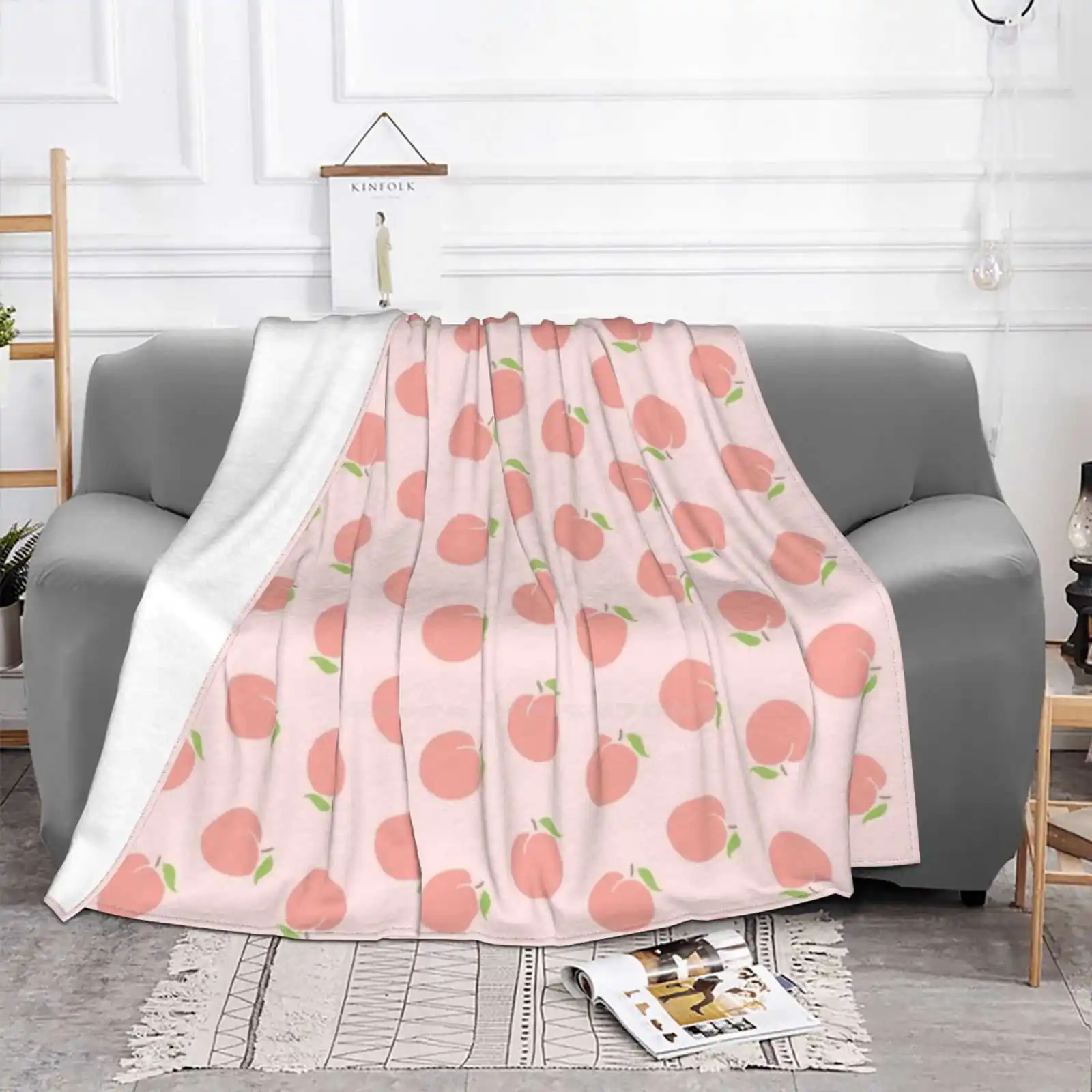 Peach Pattern Fashion Soft Warm Throw Blanket Call Me By Your Name Cmbyn Peach Timothee Chalamet Armie Hammer Elio Perlman Luca