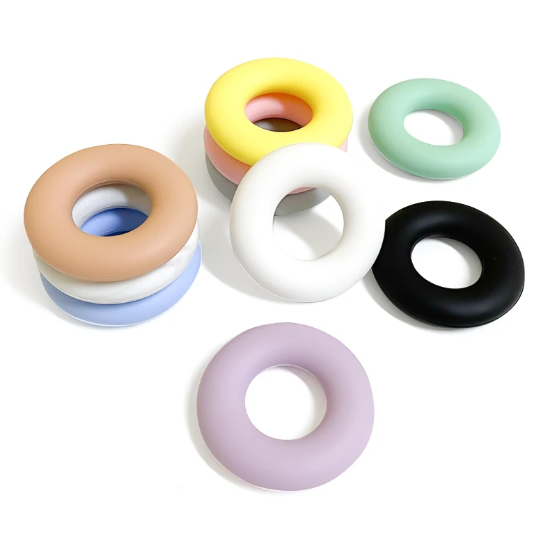 10pcs Silicone Doughnut Food Grade Teether DIY Nursing Jewelry Sensory Chewing Toy Accessories - Image 3