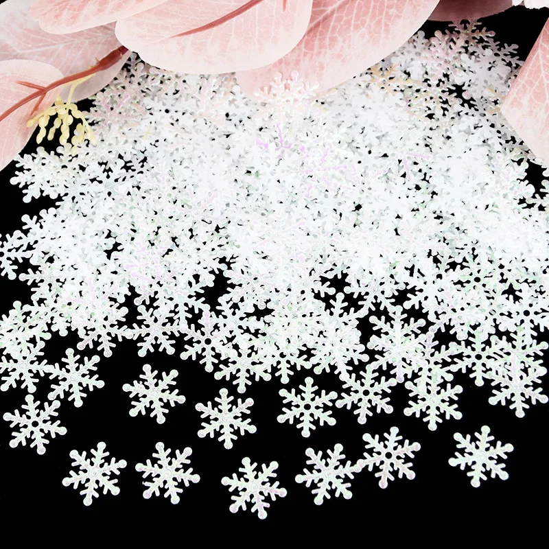 300Pcs 2CM Mini Merry Christmas Snowflake Confetti Patch Applique Craft Xmas Scrapbooking Wedding Winter Party Decoration