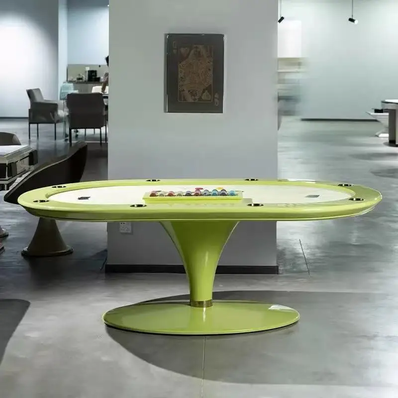 Factory Solid Wood 8 Players  Poker Table with Steel Cups Card Gaming Table for Commercial Use