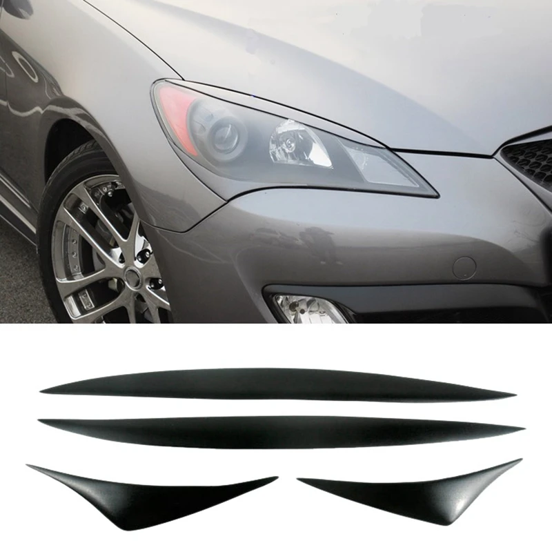 

For Rohens Coupe 2009-2012 Glossy Black Car Sticker Front Headlights Eyebrow Eyelid Trim Cover Accessories