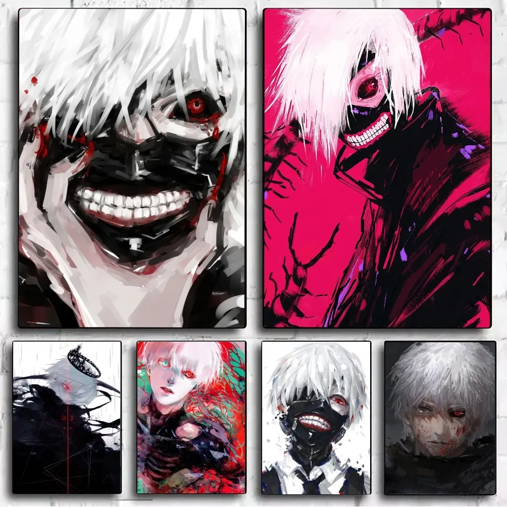 Anime Tokyo Ghoul Kaneki Poster Fancy Wall Sticker for Living Room Bar Vintage Decorative Painting Middle Bedroom