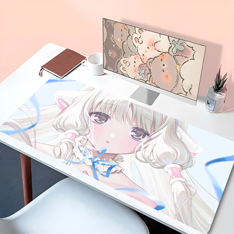 Mouse Pad Laptop Kawaii Gaming Accessories Keyboard Rug Anime Angel Cute Girl Mousepad PC XXL Extended Desk Mat For Teens Gift