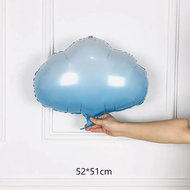 4D Hot Air Balloon Happy Birthday Balloons Wedding Baby Shower Party Decoration Sky Theme Cloud Shape Gradient Blue Foil Balloon