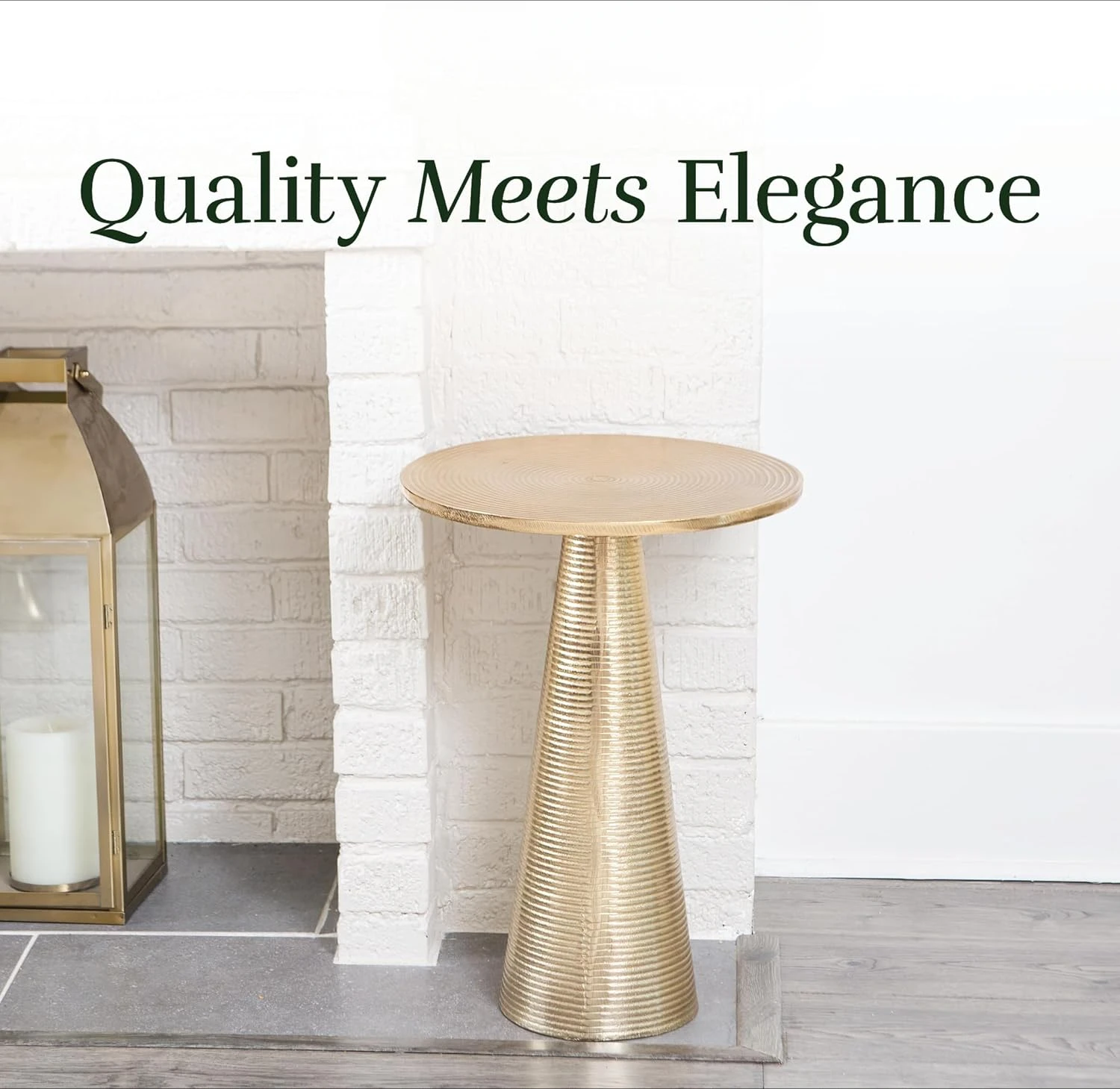 Small Round Gold Side Table, Turin Accent Table, Round Pedestal Side Table for Living Room, Small Spaces, Drink Table