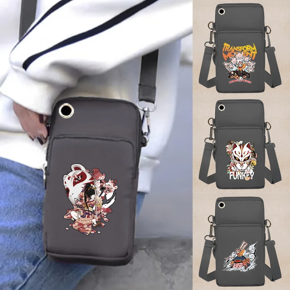 2022 Mobile Phone Bag Women Shoulder Bags Coin Purse Mask Print Arm Pack for Apple/Huawei/Samsung Waterproof Cell Phone Packet