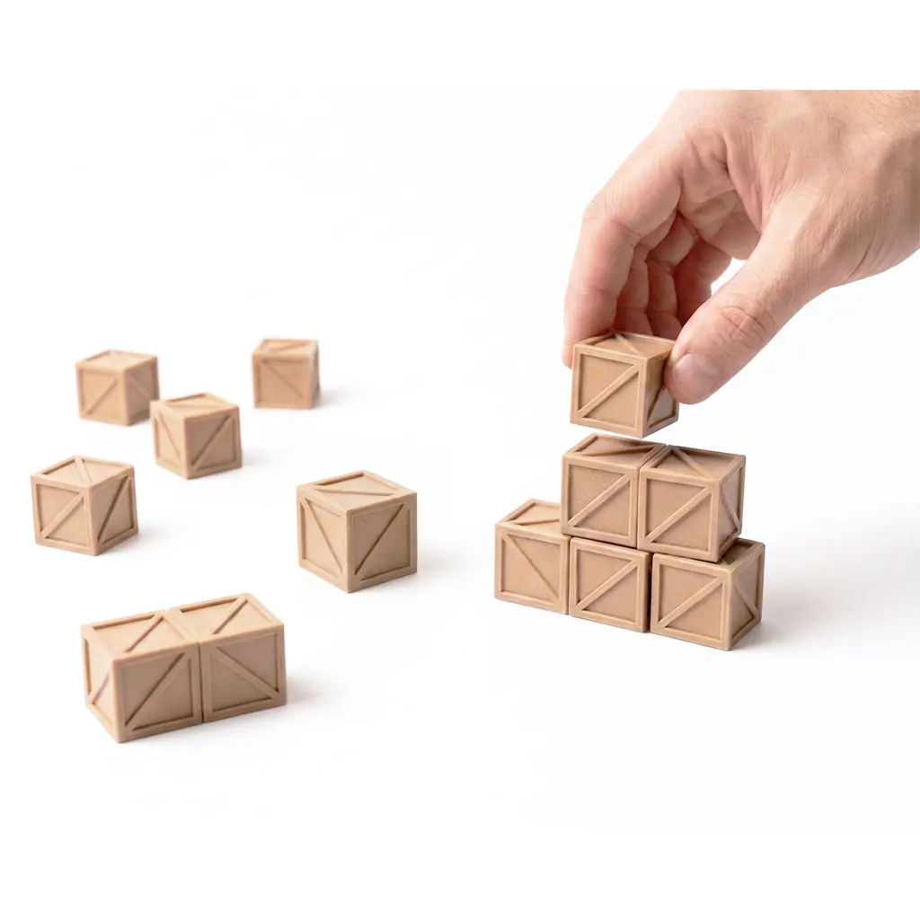 16Pcs Miniature Crate Set for Tabletop Light Wood Color Plastic Model Toy Role Play Game Building Warehous Kits Accessories