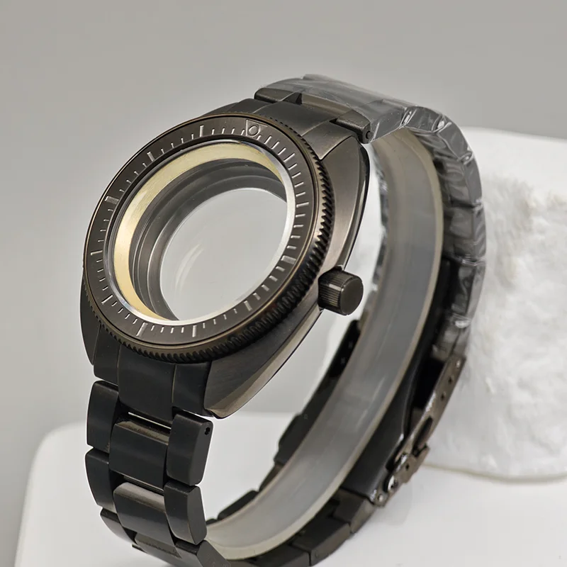 

44mm NH35 Case Turtle Abalone Men's Watch Case Fit NH35 NH36 Movement Gun Color Stainless Steel Sapphire Glass Diving Watch Part