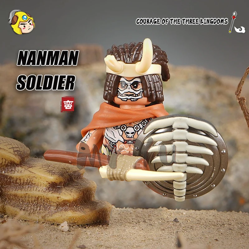 New Chinese The Three Kingdoms Nanman War Figure Soldier Mini Weapon Pike Shield Moc Model Kids Blocks Gift Boys Girls Juguetes