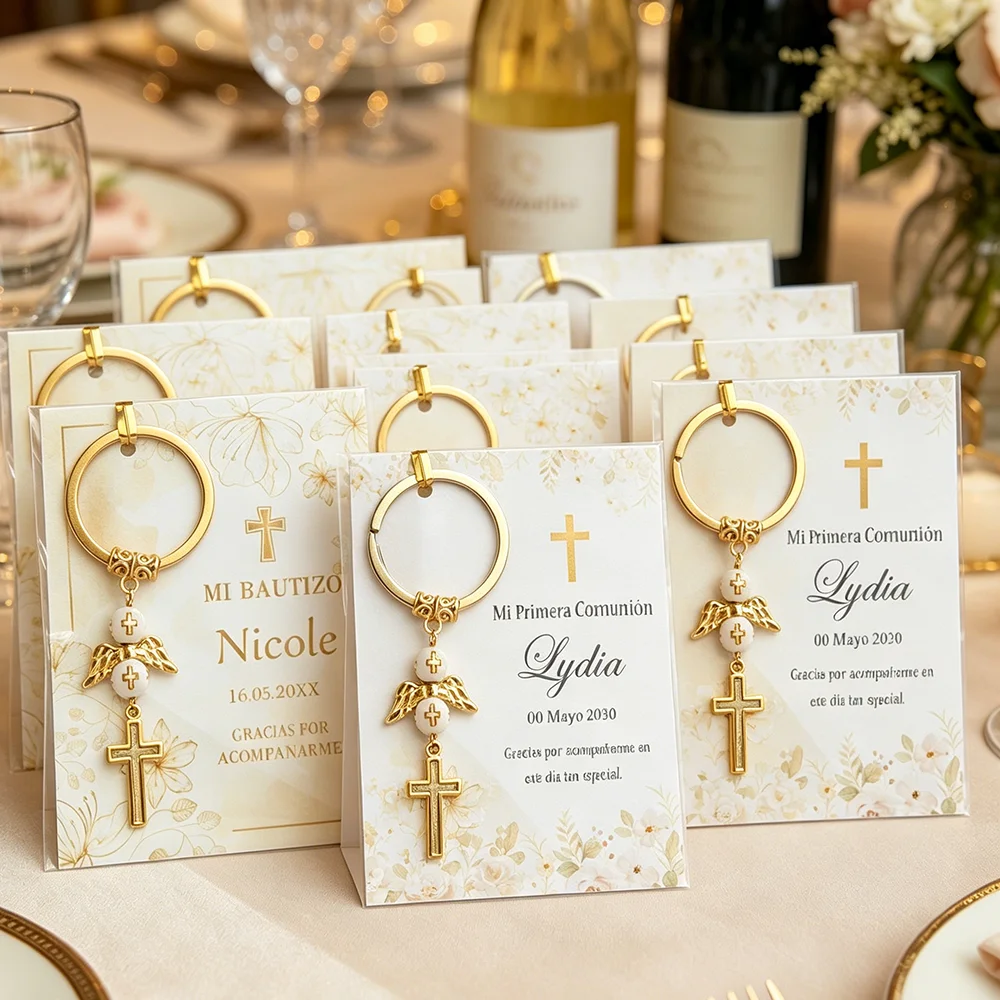 15 Sets Personalized Party Favors | With Custom Thank-You Card | Ideal for Baptism, Mi bautizo，First Holy Communion