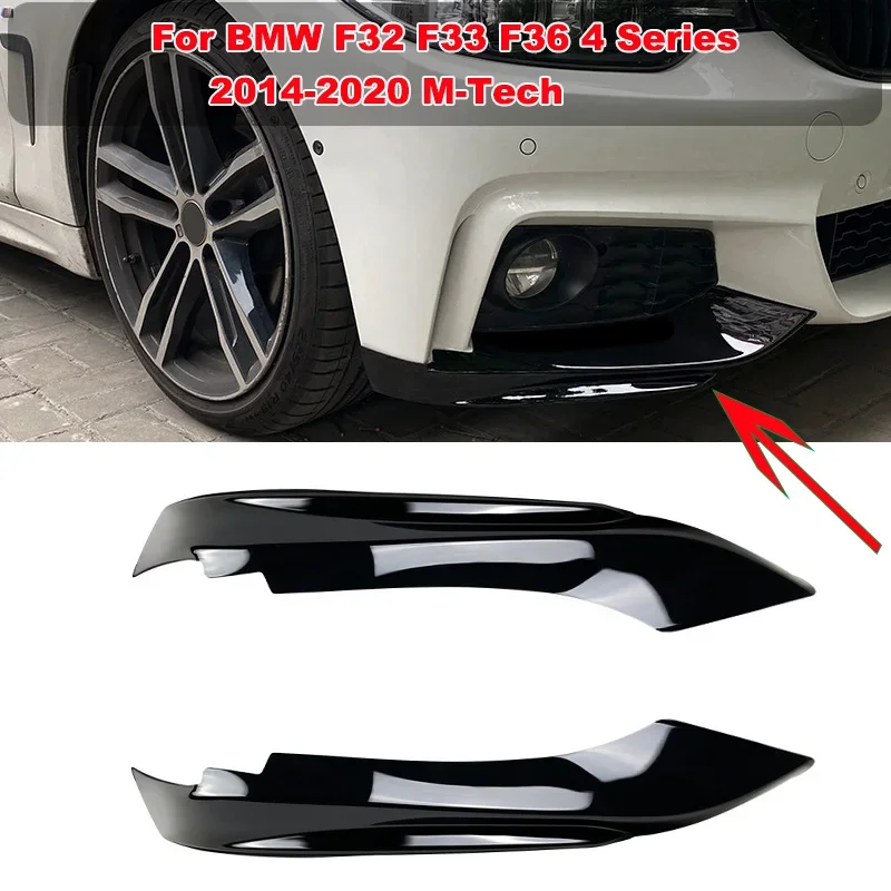 For BMW F32 F33 F36 4 Series 2014-2020 M-Tech Front Bumper Canards Splitter Side Spoiler Cover Trim Sticker Car Accessories