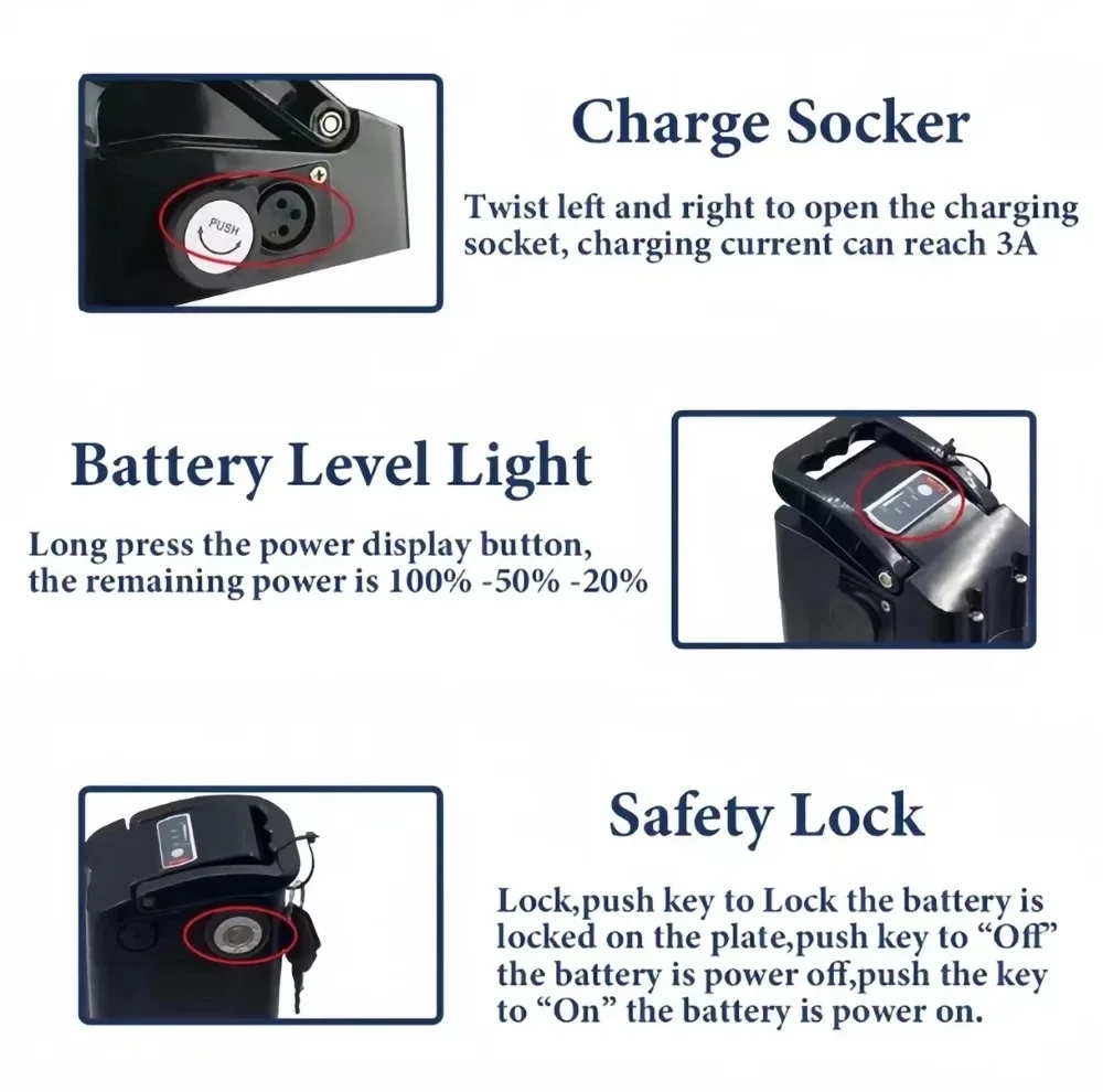 Original High quality 36V 48V 52V silver fish E-bike battery,500W 750W 1000W High-power 18650 Lithium ion battery pack Duty-free