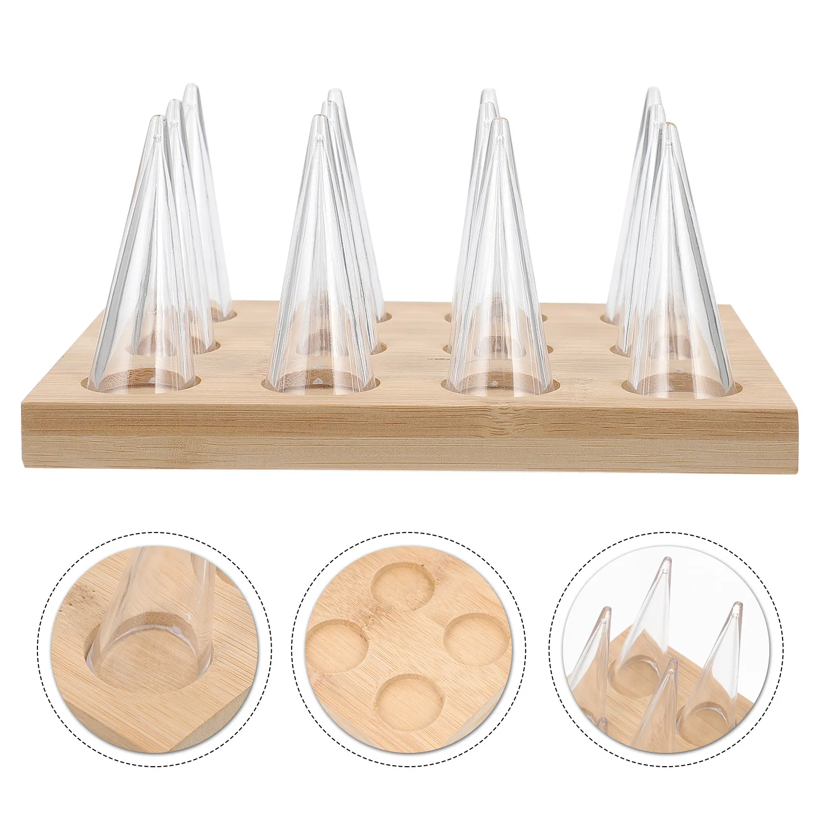 

1Set Ring Display Stand 12-Cone Wooden Jewelry Rack Elegant Ring Holder Organizer Boutique Showcase Wooden Jewelry Display Rack