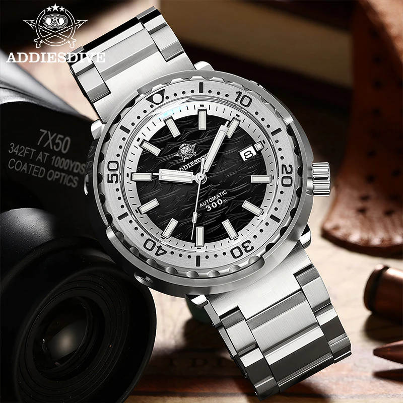 ADDIESDIVE 2025 Neue automatische mechanische Uhr 41 mm Saphirstahl Herrenuhr BGW9 leuchtende 300 m wasserdichte Thunfisch-Taucheruhr