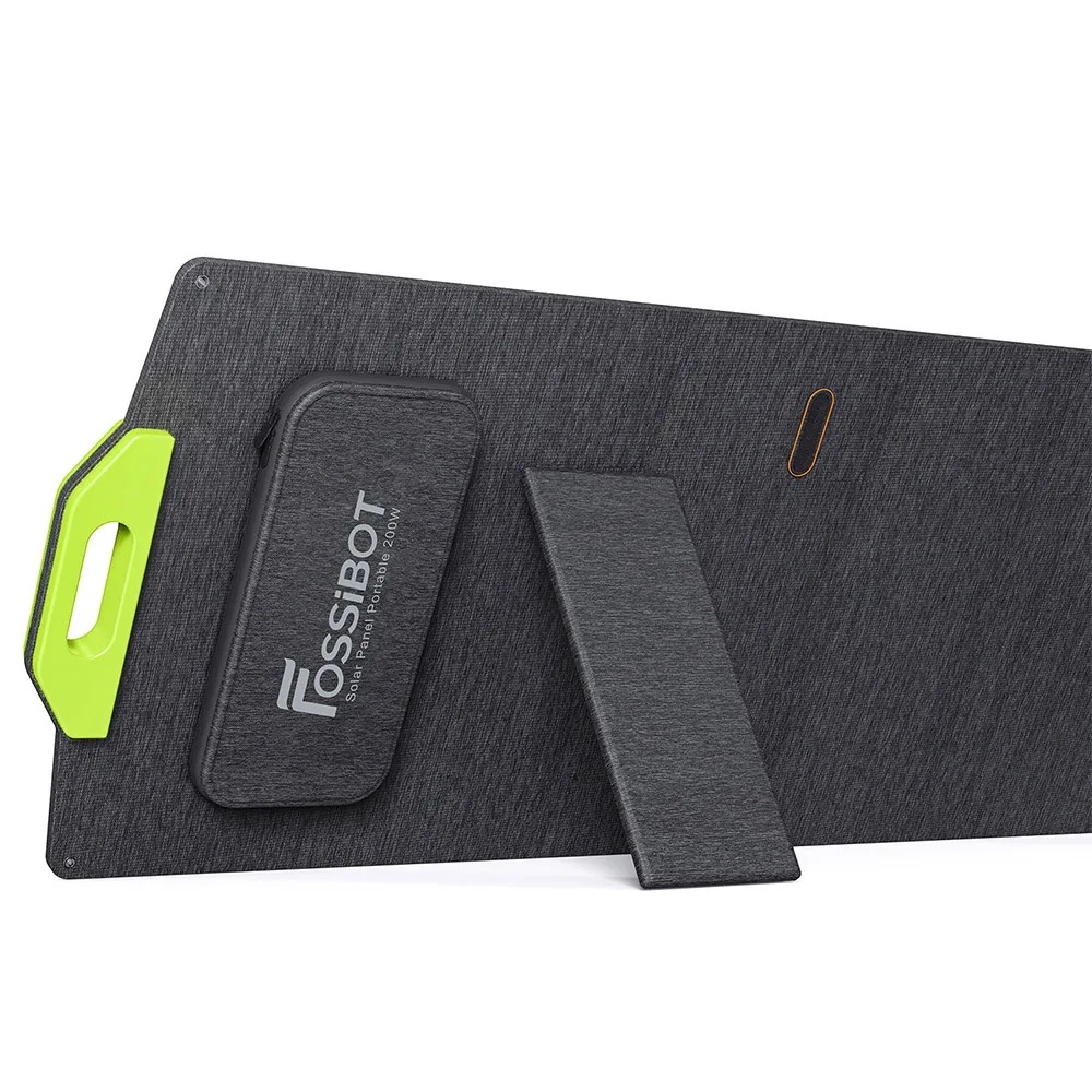 FOSSiBOT SP200 200W لوحة شمسية قابلة للطي، كفاءة خلية عالية 23.4%، طلاء ETFE، مساند قابلة للتعديل للمنزل، RV، التخييم