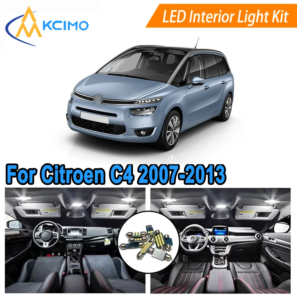 

Beam Color LED Interior Lights For Citroen C4 Picasso Grand Picasso MK1 I 2007-2013 White/Blue Dome Map Door Lights Bulbs