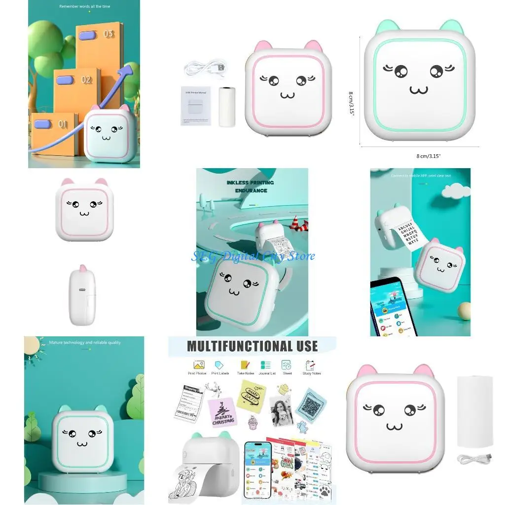 

U75B Mini Printer Portable Label Printer Self-adhesive Sticker Color Thermal Paper Wireless Bluetooth-compatible Printing