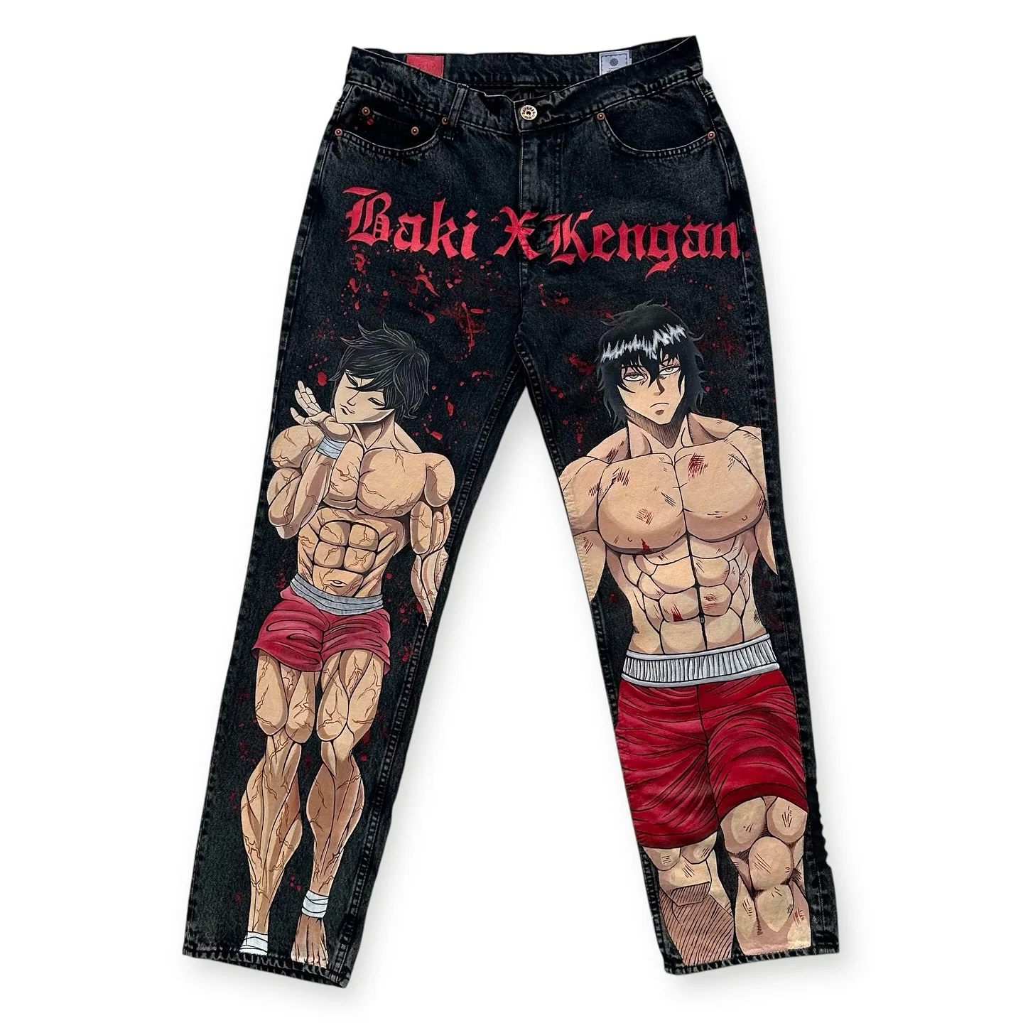 

Harajuku Baki X Kengan Custom Print Trouser Streetwear Y2k Jeans for Men Baggy Jean Wide Leg Women High Waist Pants clothing