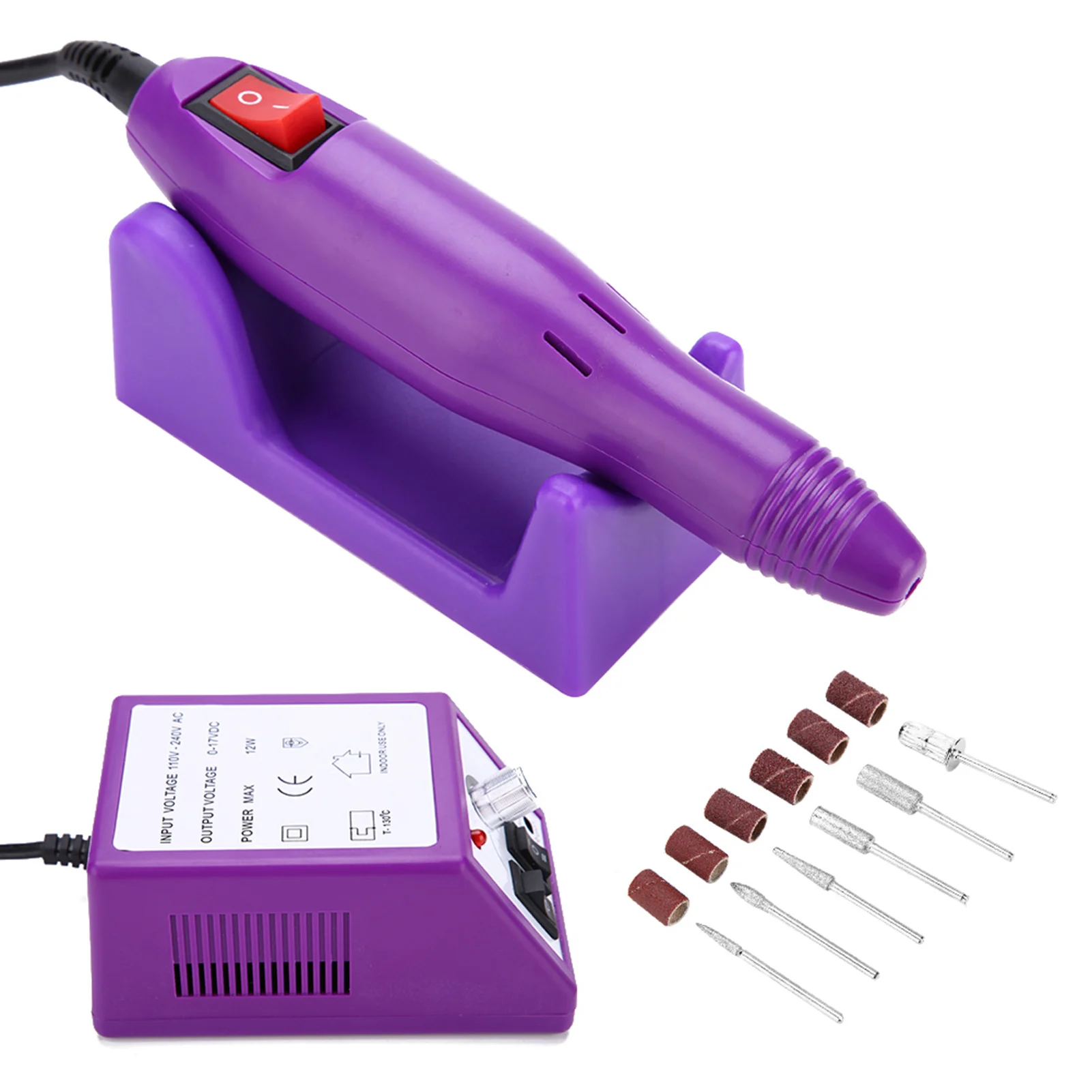 Kit trapano levigante per pedicure manicure professionale per lima per unghie elettrico viola