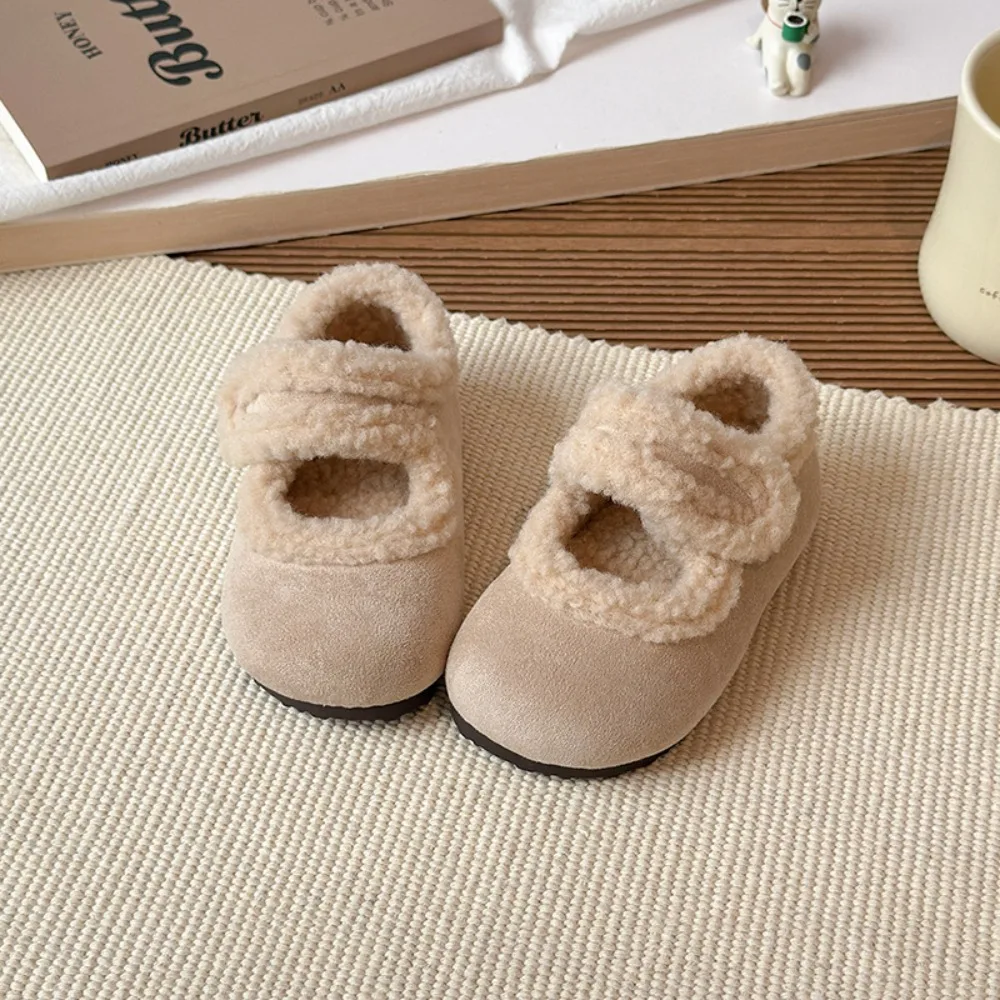 

Fashion Thickened and Children Cotton Shoes Soft Soles Anti-slip Kids Fur Shoes Keep Warm Leather Walking Shoes Winter