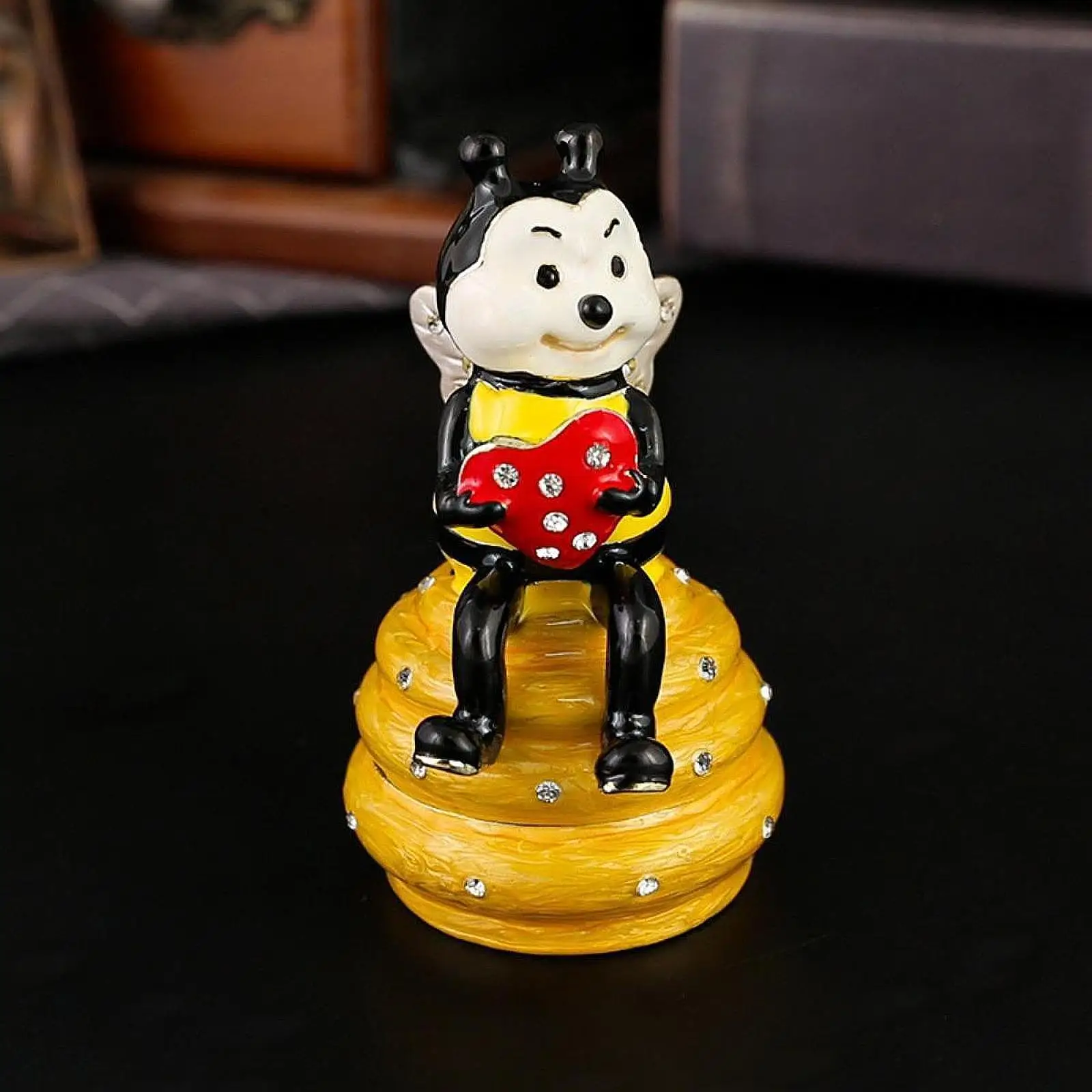 Enamel Bee Man Trinket Box Unique Bee Man Figurine for Shelf Bedroom Cabinet