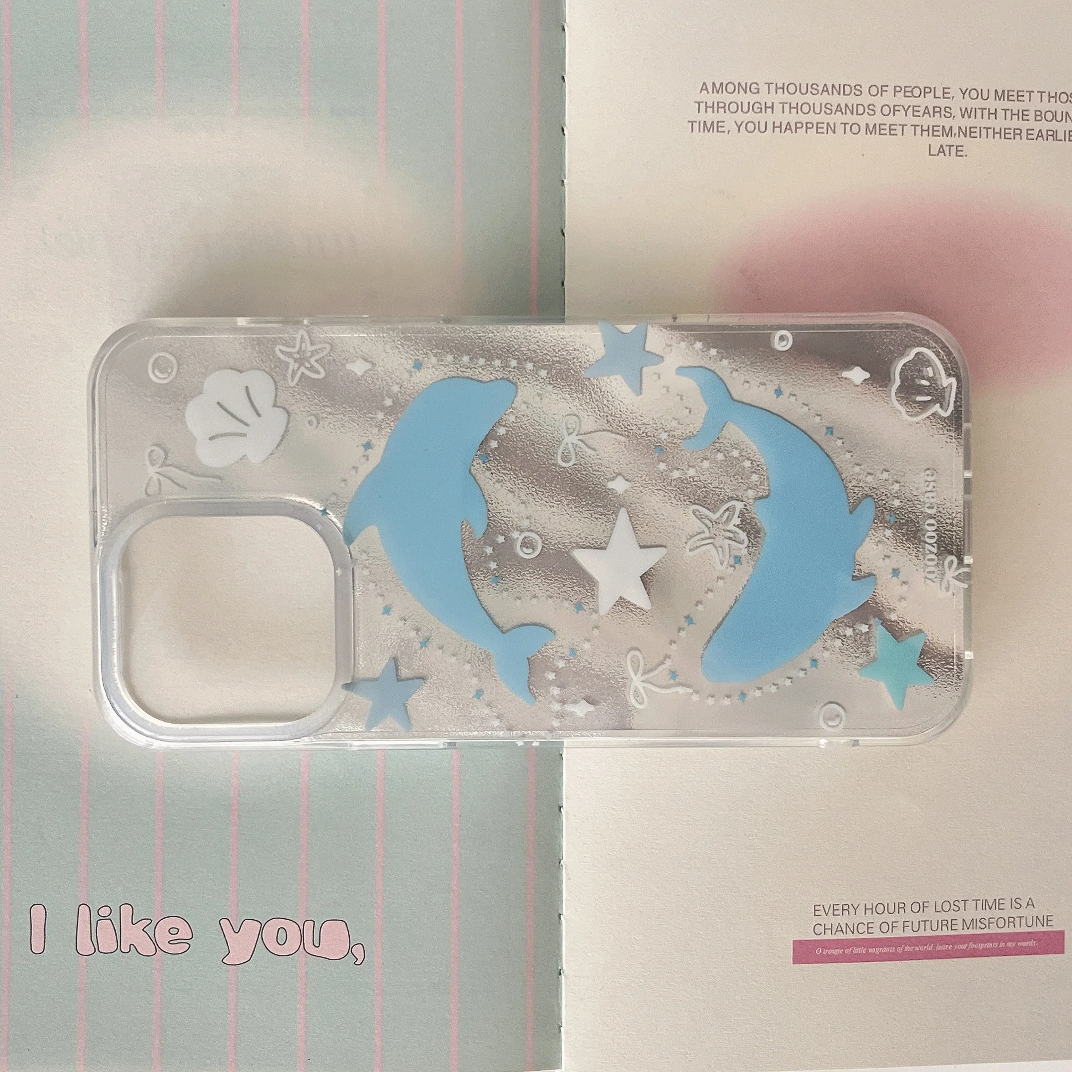 الكورية INS نجوم الأزرق الدلافين قضية الهاتف لسامسونج غالاكسي S25 S24 S23 S22 S21 FE الترا زائد 4G 5G ريشة الملمس الغطاء الخلفي #6