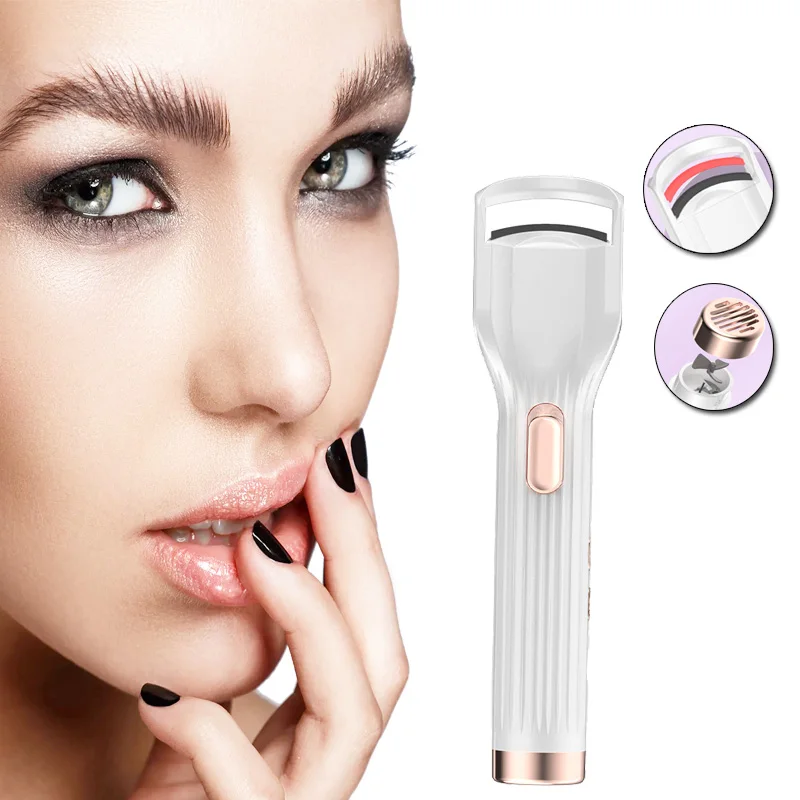 Portable 2in1 Drying Heated Electric Eyelash Curler 2 Speeds Temperature Control Long Last Styling Eye Perm Clip Tool With A Fan