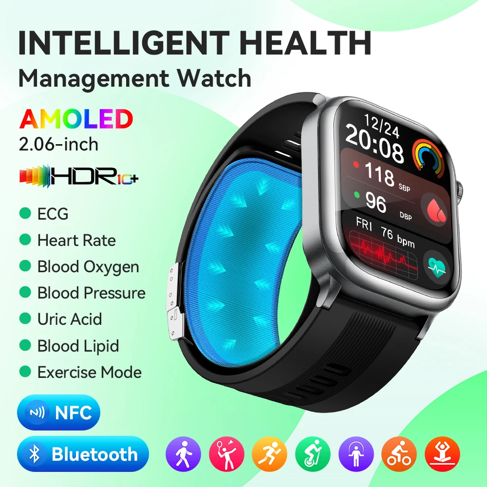 

NOYAFA Smart Watch Air Pump ECG PPG Oxygen Uric Acid Air Sac Accurate Blood Pressure Smartwatch Blood Lipids Health Monitoring