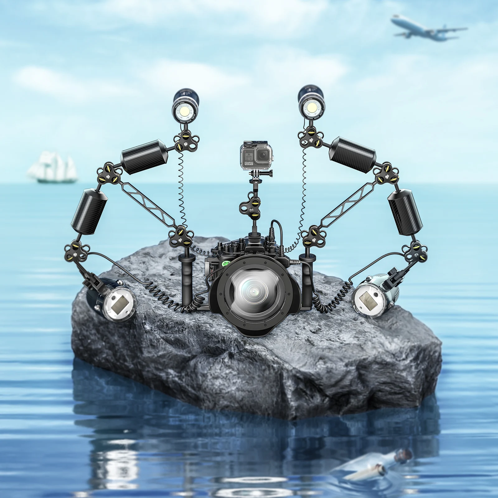 범용 동기화 코드 광섬유 케이블 1m 카메라 Seafrogs 플래시 스트로브 방수 다이빙 조명 시스템 액세서리