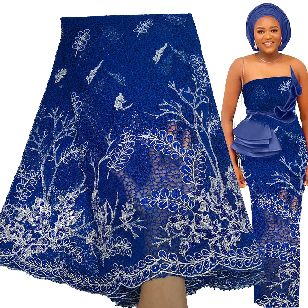 Bestway New French Tulle Lace Fabric 5 Yards High Quality Nigerian Women Dress Party Sequin Embroidery African Lace Fabric