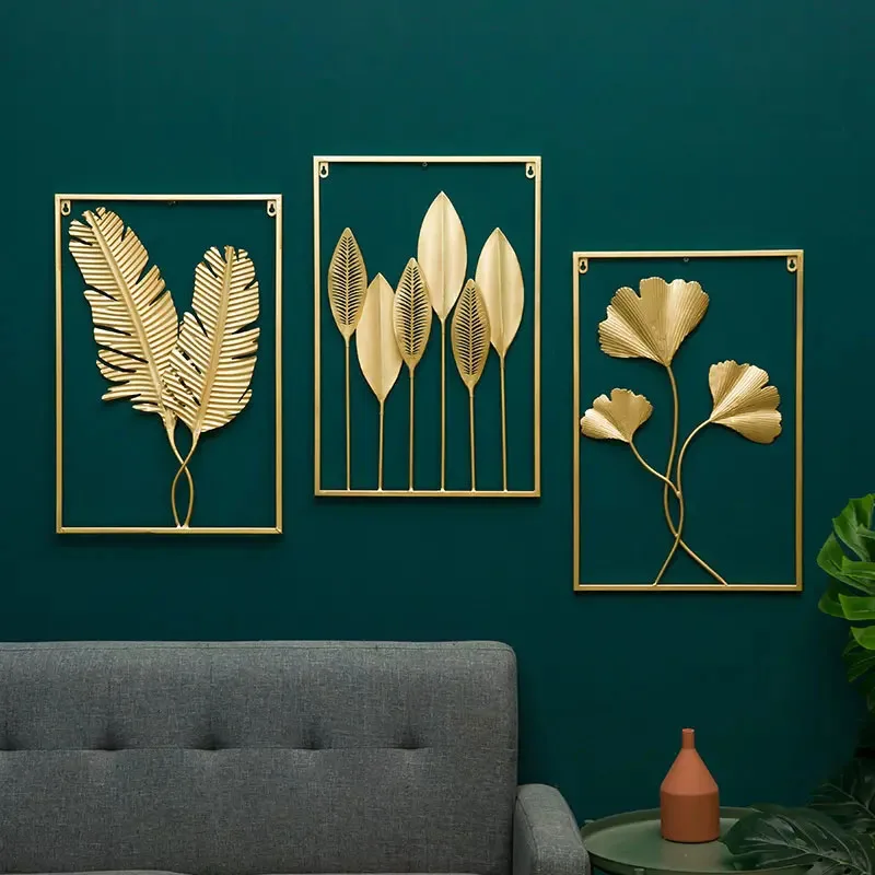 

&c 40x30 S3 Wholesale Wall Decor Display Lobby Gold Wrought Living Room Frame Art Hanging Flower Metal Home Wall Decor