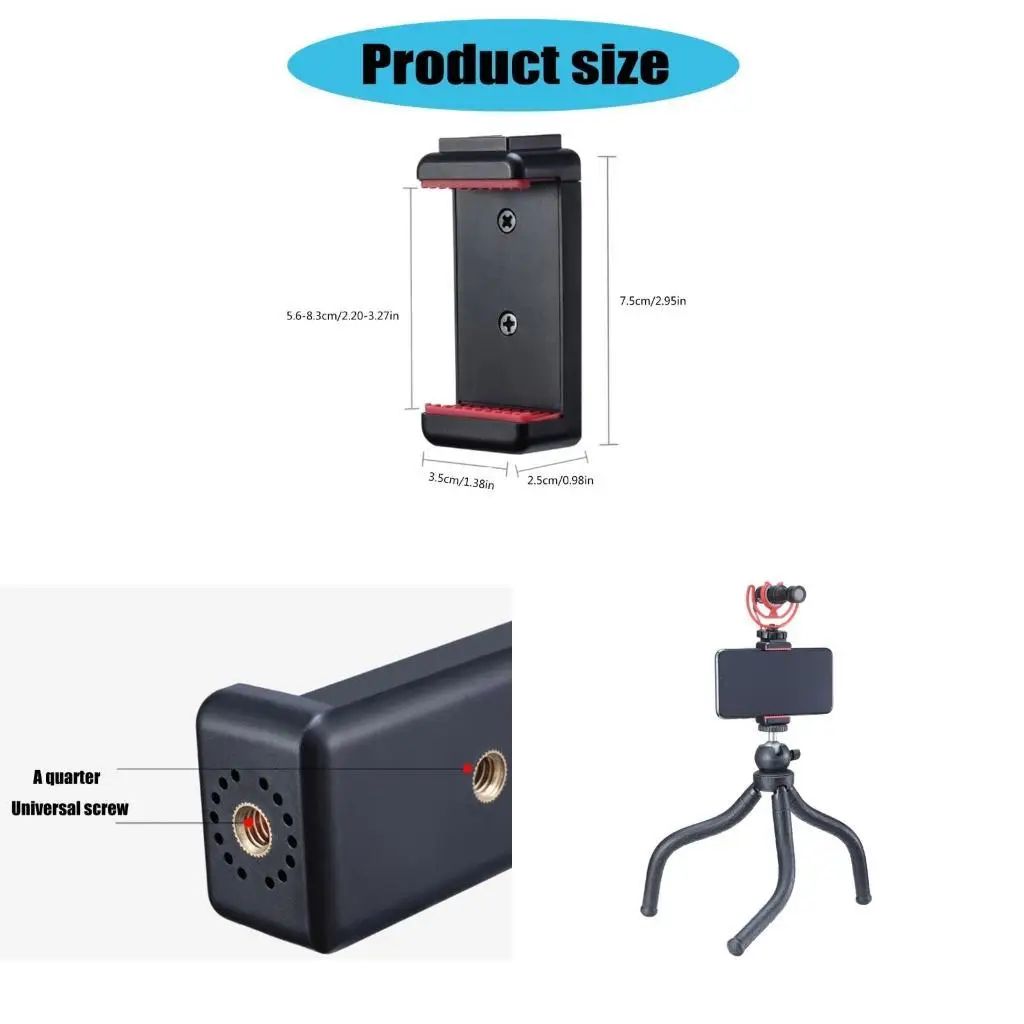 حامل هاتف ثلاثي القوائم R53C مع عرض قابل للتعديل 56-83 مم، حذاء بارد سهل الضبط مشبك للأضواء ومعدات الكاميرا الإضافية #1